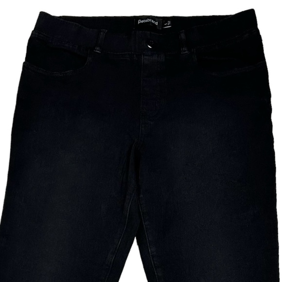 BETABRAND Black denim jeans Pull on Skinny leg 4 pocket Stretchy Size Large - Picture 4 of 9